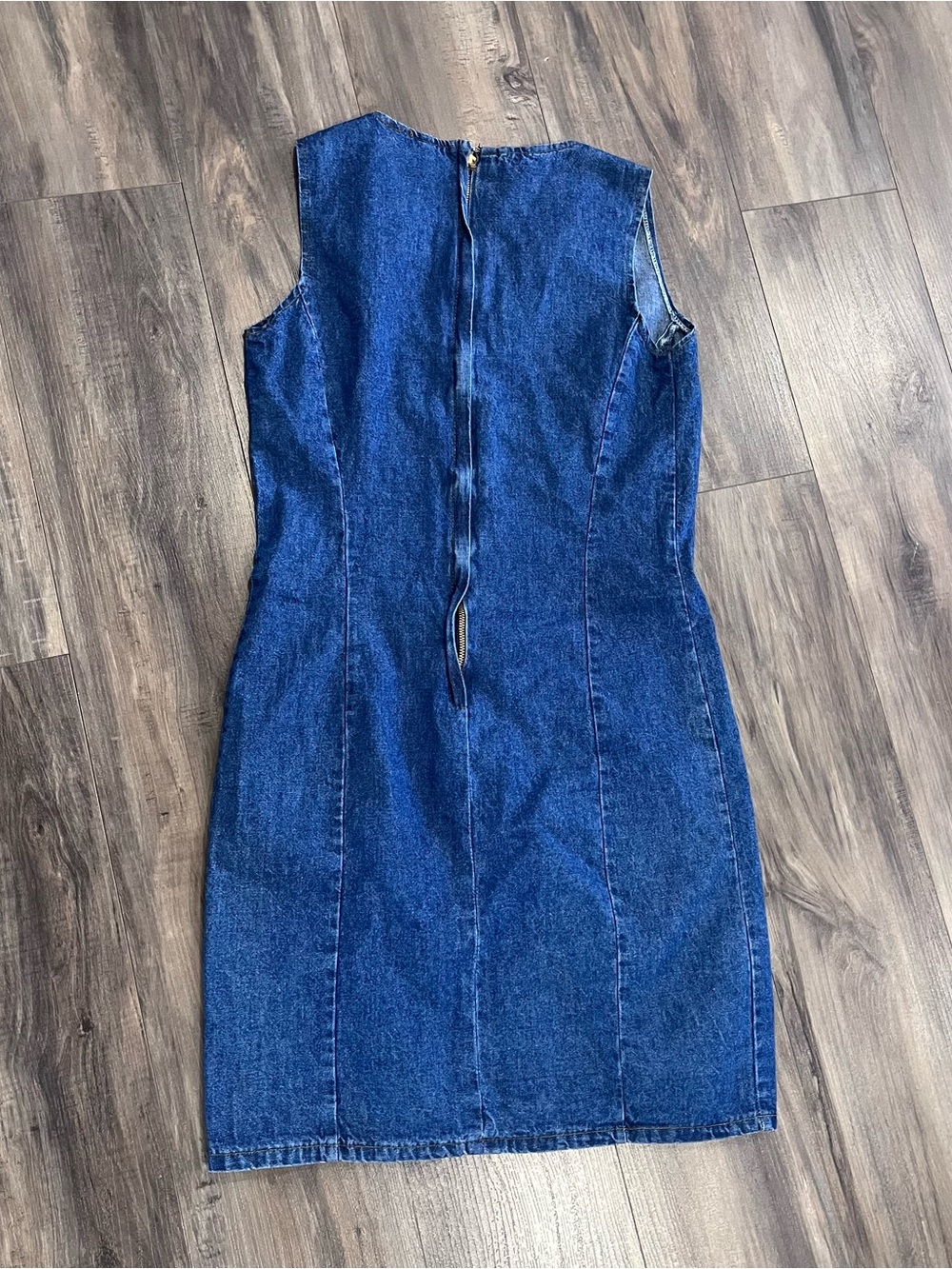 Vintage Denim Sleeveless Mini Dress - Blue - Picture 7 of 7